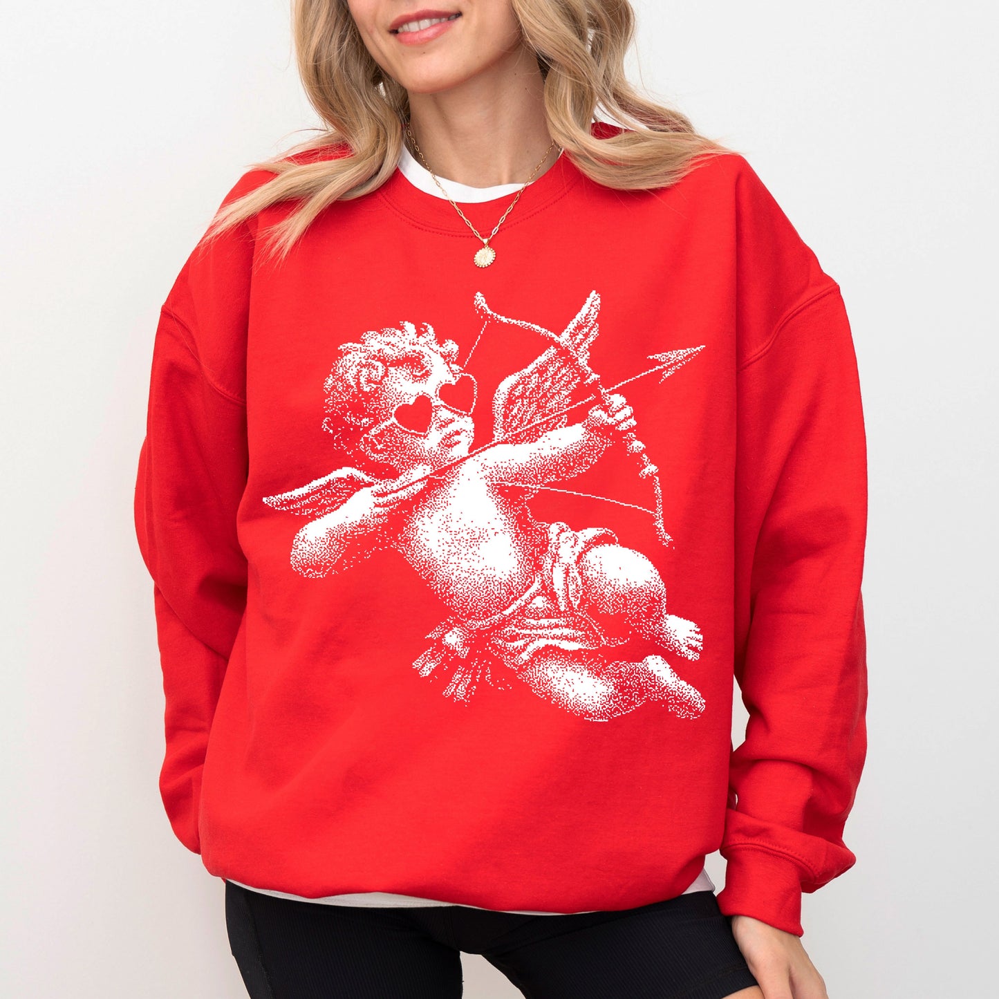 Vintage Cherub Angel Sweatshirt: Aesthetic Black Cupid Graphic Pullover