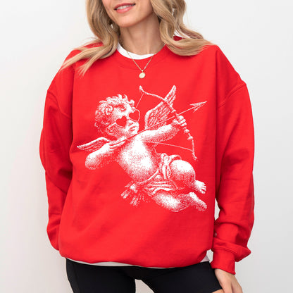 Vintage Cherub Angel Sweatshirt: Aesthetic Black Cupid Graphic Pullover