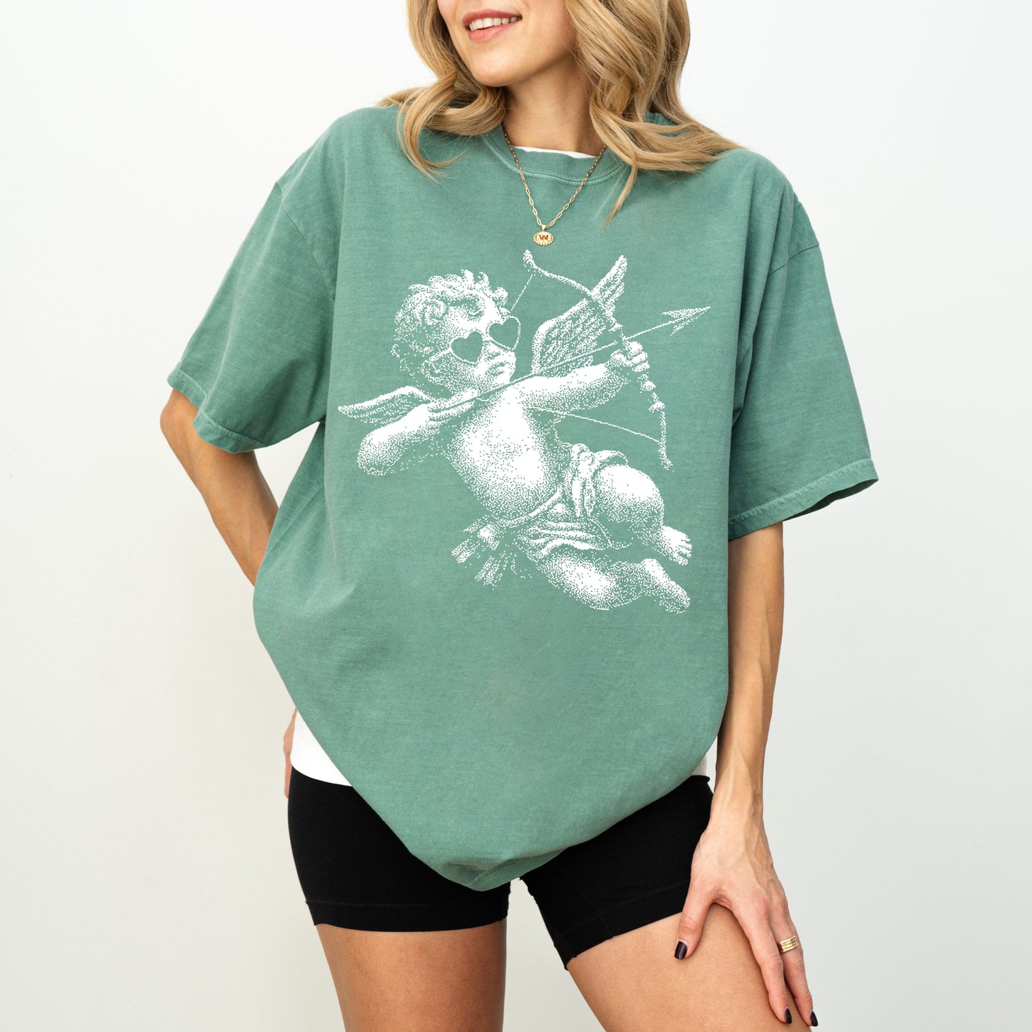 Vintage Cherub Angel Oversized T-Shirt - Cupid Graphic Tee | Aesthetic Valentine's Day Apparel