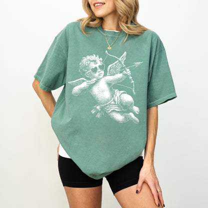 Vintage Cherub Angel Oversized T-Shirt - Cupid Graphic Tee | Aesthetic Valentine's Day Apparel
