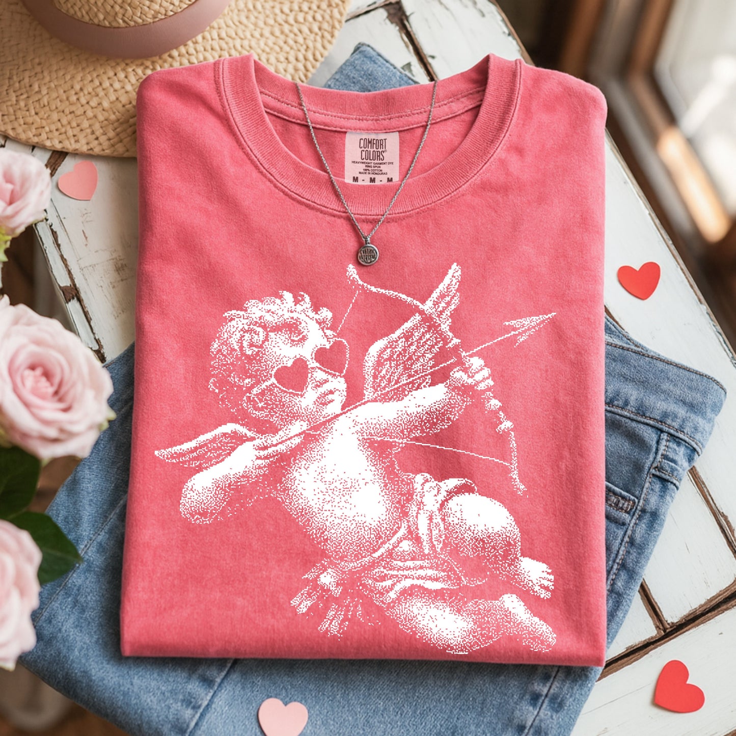 Vintage Cherub Angel Oversized T-Shirt - Cupid Graphic Tee | Aesthetic Valentine's Day Apparel