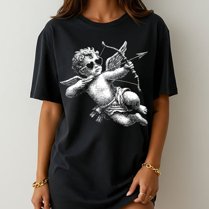 Vintage Cherub Angel Oversized T-Shirt - Cupid Graphic Tee | Aesthetic Valentine's Day Apparel