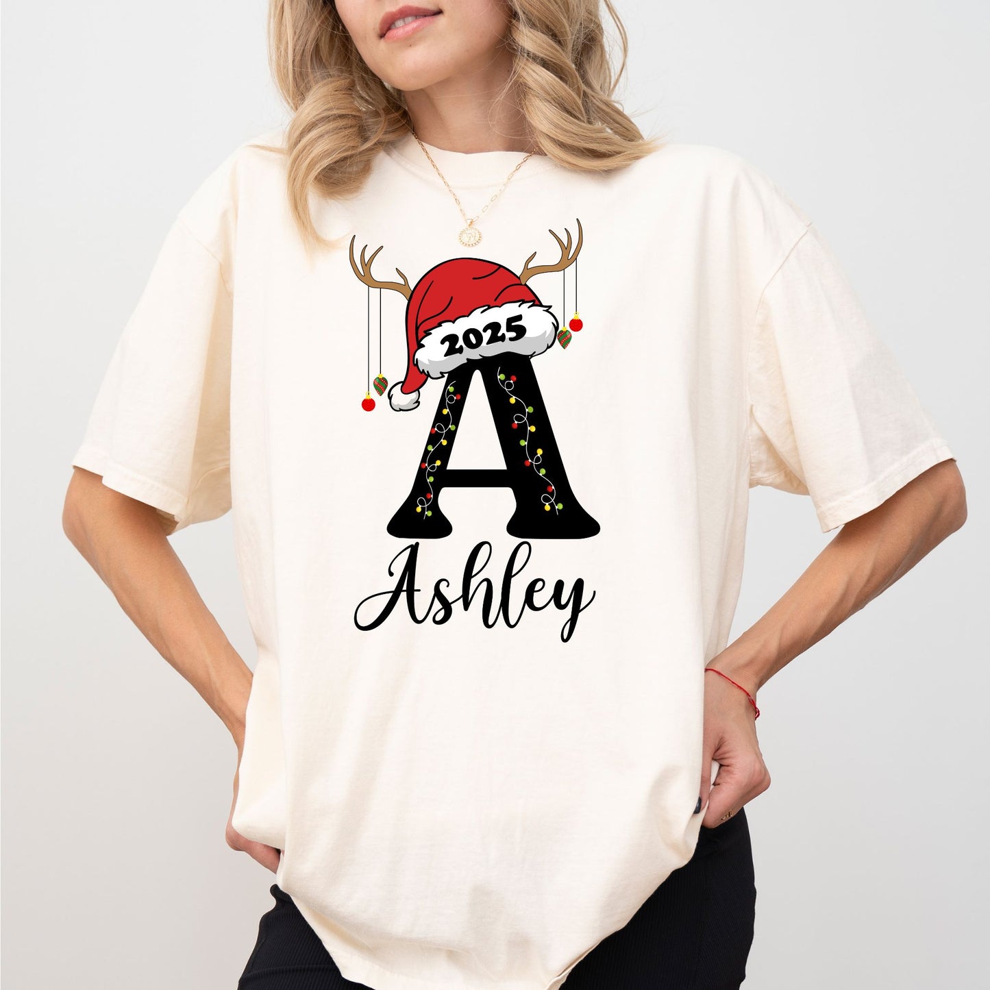 Custom Family Christmas Shirts 2025 | Personalized Initial & Name Matching Holiday Tees