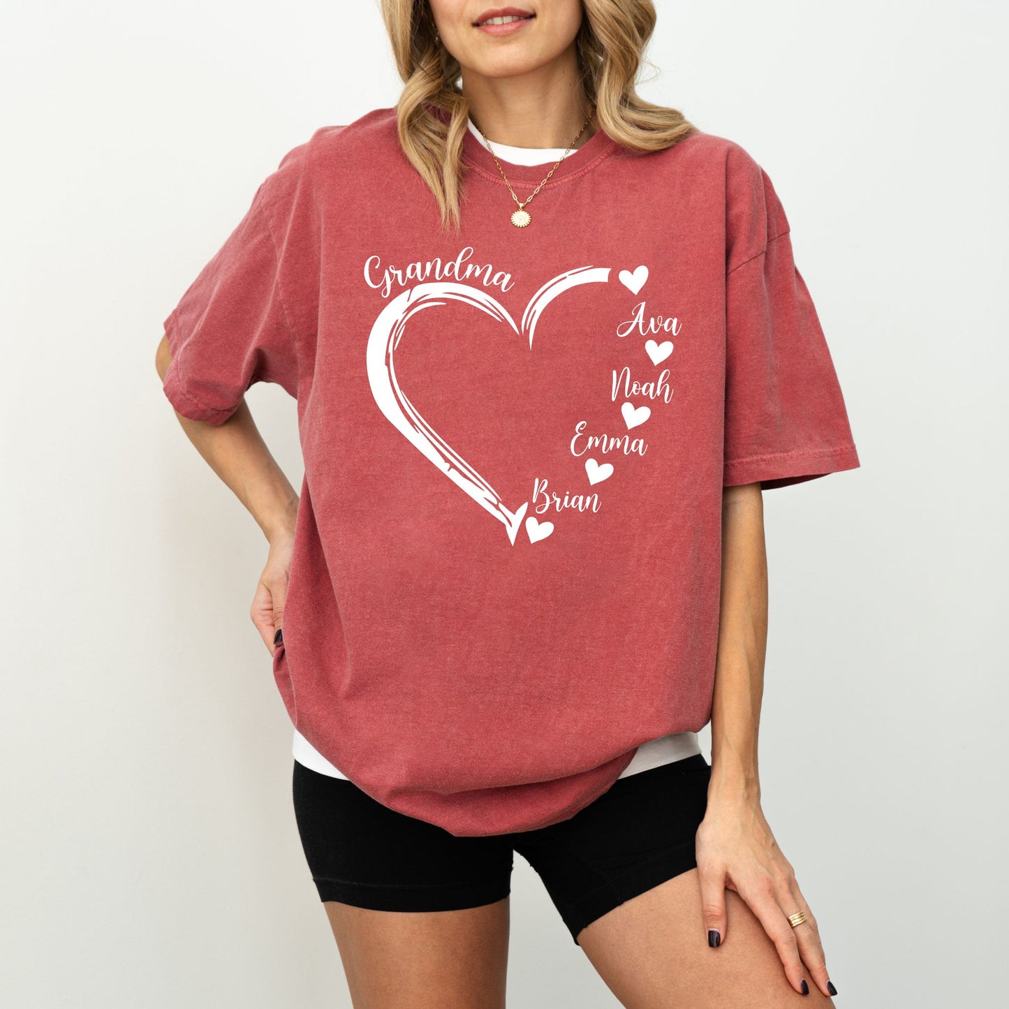 Custom Grandma Heart T-Shirt – Personalized Grandkids Names Tee