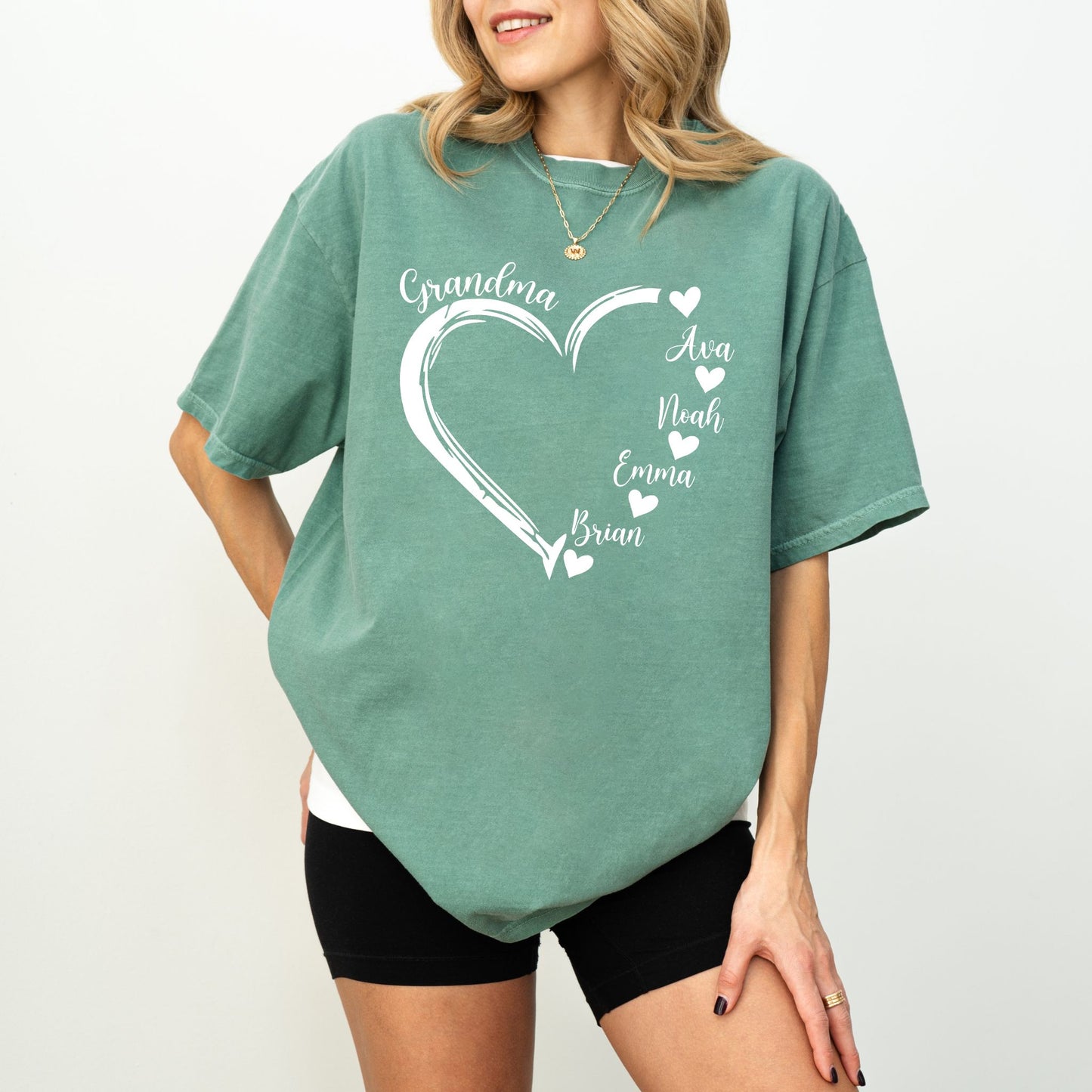 Custom Grandma Heart T-Shirt – Personalized Grandkids Names Tee