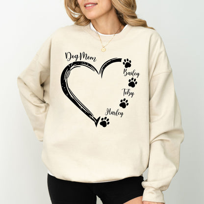 Custom Dog Mom Heart Sweatshirt – Personalized Pet Name Pullover