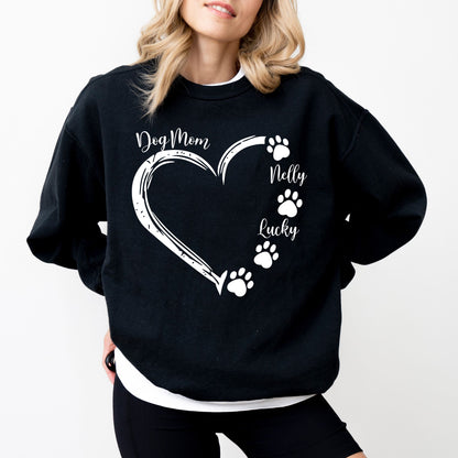 Custom Dog Mom Heart Sweatshirt – Personalized Pet Name Pullover