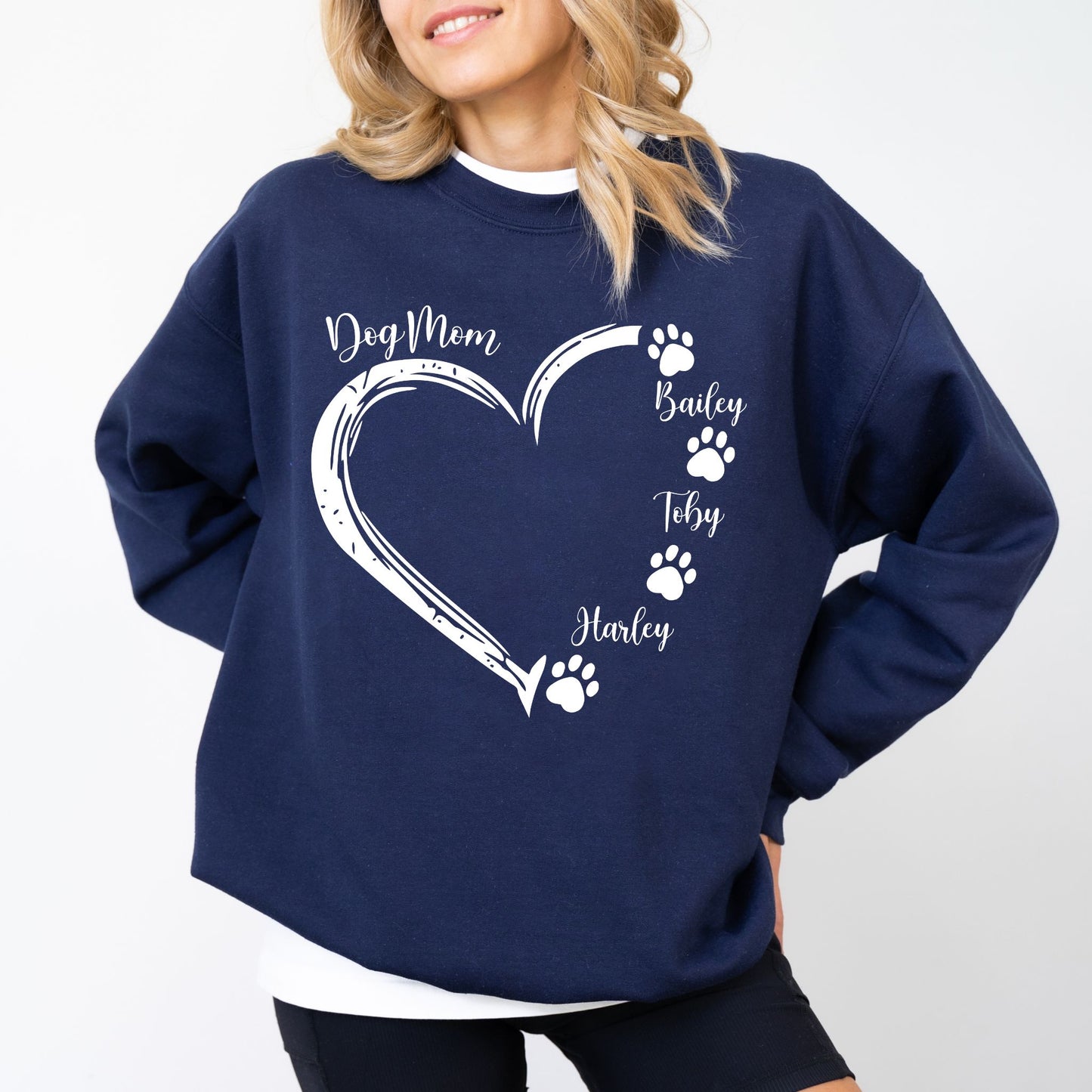 Custom Dog Mom Heart Sweatshirt – Personalized Pet Name Pullover