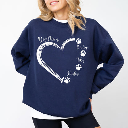 Custom Dog Mom Heart Sweatshirt – Personalized Pet Name Pullover
