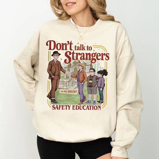 Don’t Talk to Strangers Sweatshirt, Stranger Things Inspired Retro Graphic Crewneck
