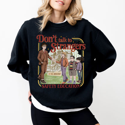 Don’t Talk to Strangers Sweatshirt, Stranger Things Inspired Retro Graphic Crewneck