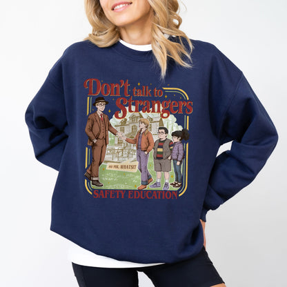 Don’t Talk to Strangers Sweatshirt, Stranger Things Inspired Retro Graphic Crewneck