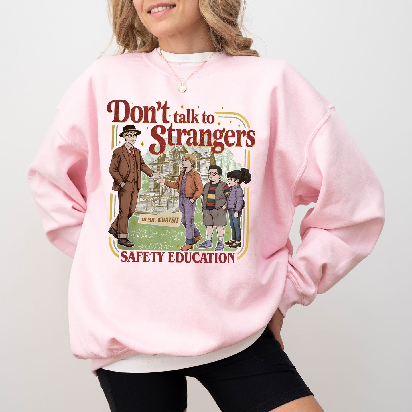 Don’t Talk to Strangers Sweatshirt, Stranger Things Inspired Retro Graphic Crewneck