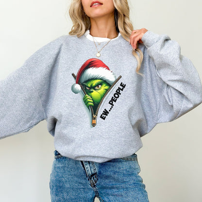 Ew People Christmas Sweatshirt — Funny Holiday Crewneck, Grumpy Santa Pullover