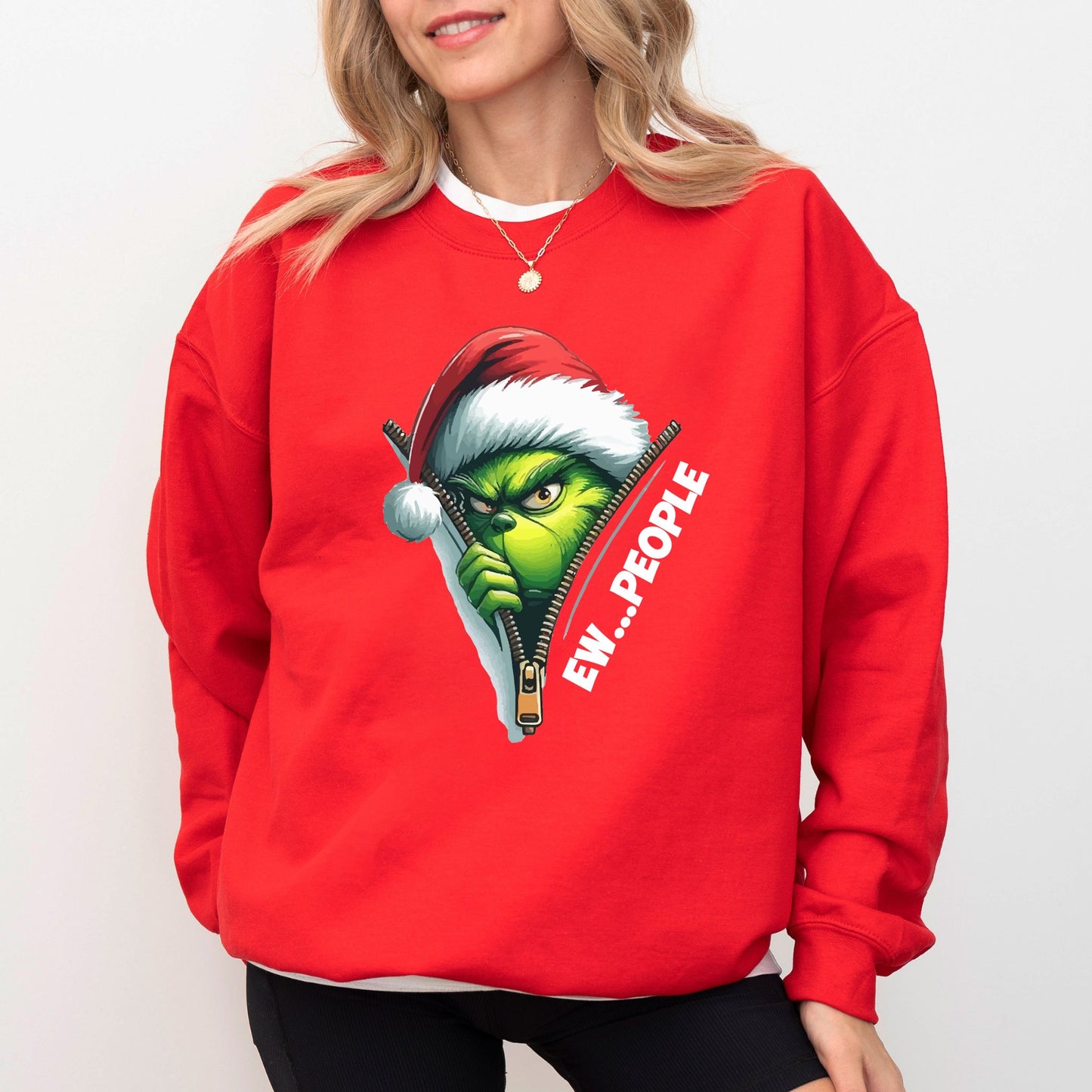 Ew People Christmas Sweatshirt — Funny Holiday Crewneck, Grumpy Santa Pullover