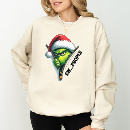 Ew People Christmas Sweatshirt — Funny Holiday Crewneck, Grumpy Santa Pullover