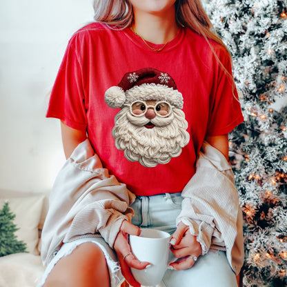 Faux Yarn Santa Shirt – Cozy Christmas Graphic Comfort Colors® Tee