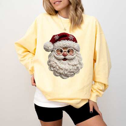 Faux Yarn Santa Sweatshirt – Comfort Colors® Christmas Graphic Pullover