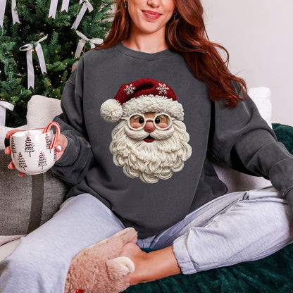 Faux Yarn Santa Sweatshirt – Comfort Colors® Christmas Graphic Pullover