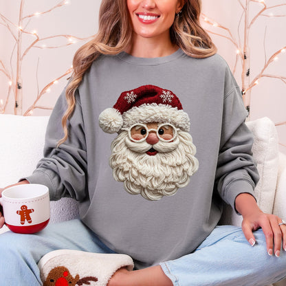 Faux Yarn Santa Sweatshirt – Comfort Colors® Christmas Graphic Pullover