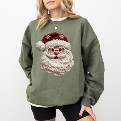 Faux Yarn Santa Sweatshirt – Cozy Christmas Graphic Pullover
