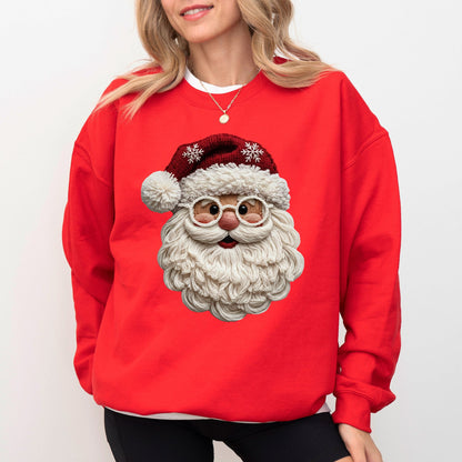 Faux Yarn Santa Sweatshirt – Cozy Christmas Graphic Pullover