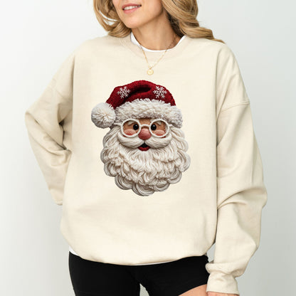 Faux Yarn Santa Sweatshirt – Cozy Christmas Graphic Pullover