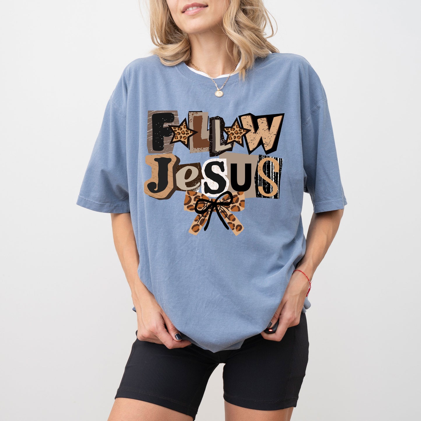 Follow Jesus Leopard Graphic T-Shirt – Faith Based Christian Tee