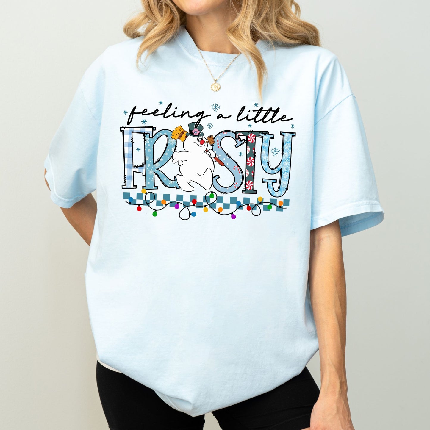 Feeling a Little Frosty Christmas T-Shirt – Oversized Unisex Holiday Tee