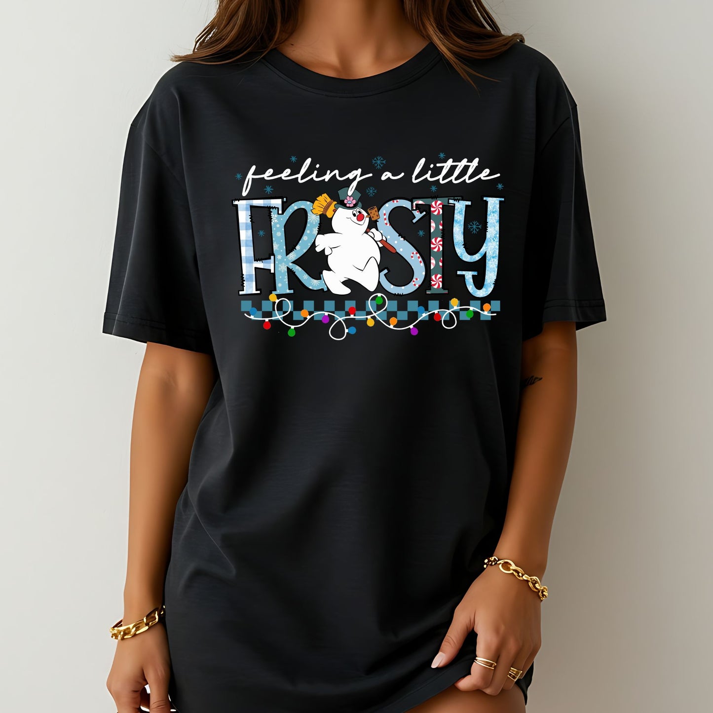Feeling a Little Frosty Christmas T-Shirt – Oversized Unisex Holiday Tee
