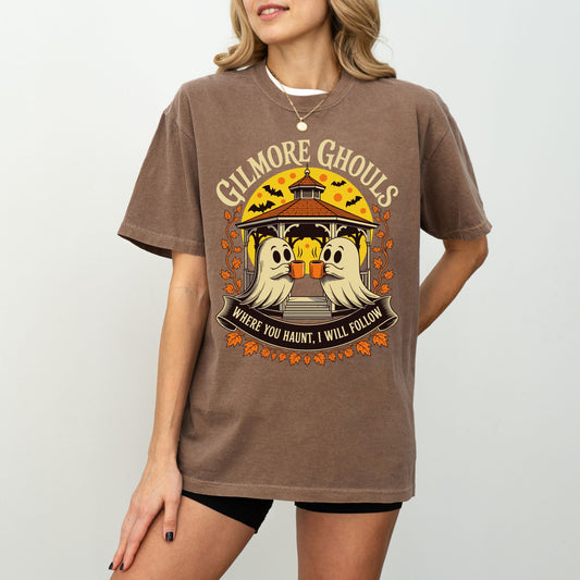 Gilmore Ghouls Ghost Coffee T-Shirt, Comfort Colors® Halloween Tee