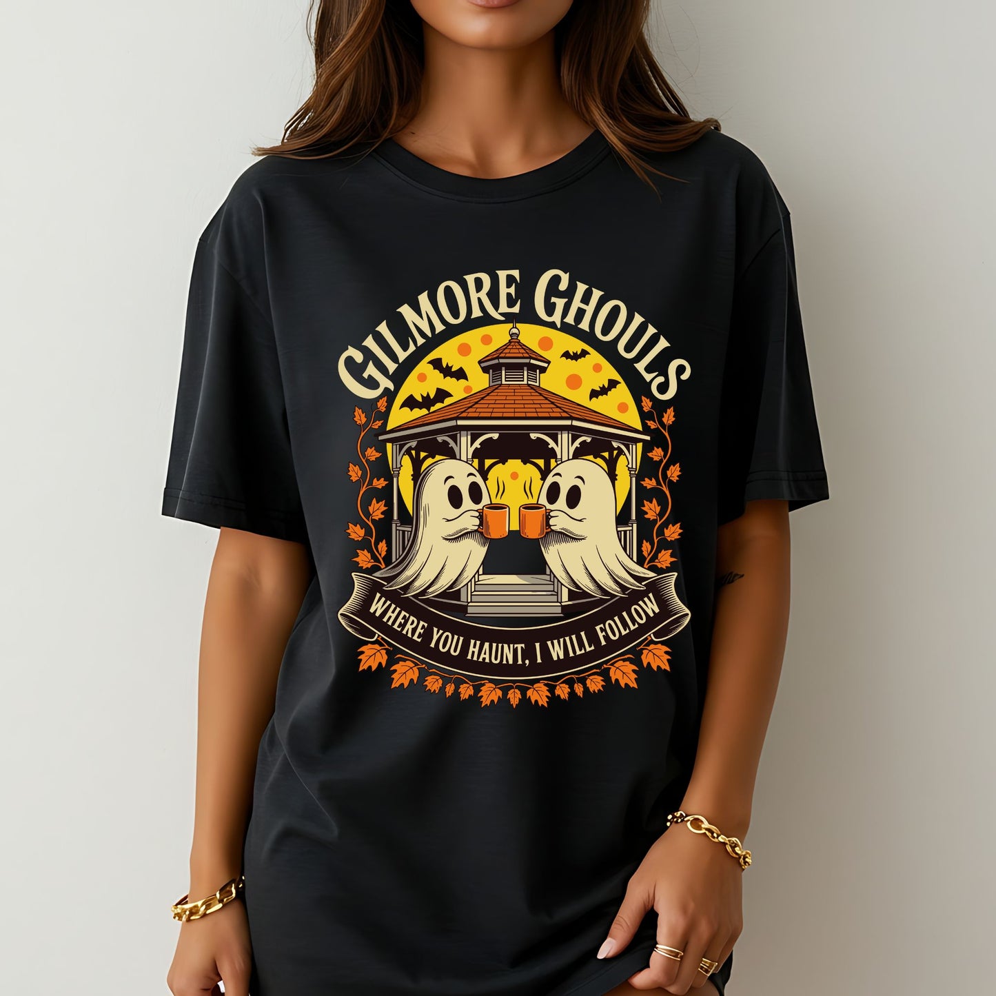 Gilmore Ghouls Ghost Coffee T-Shirt, Comfort Colors® Halloween Tee