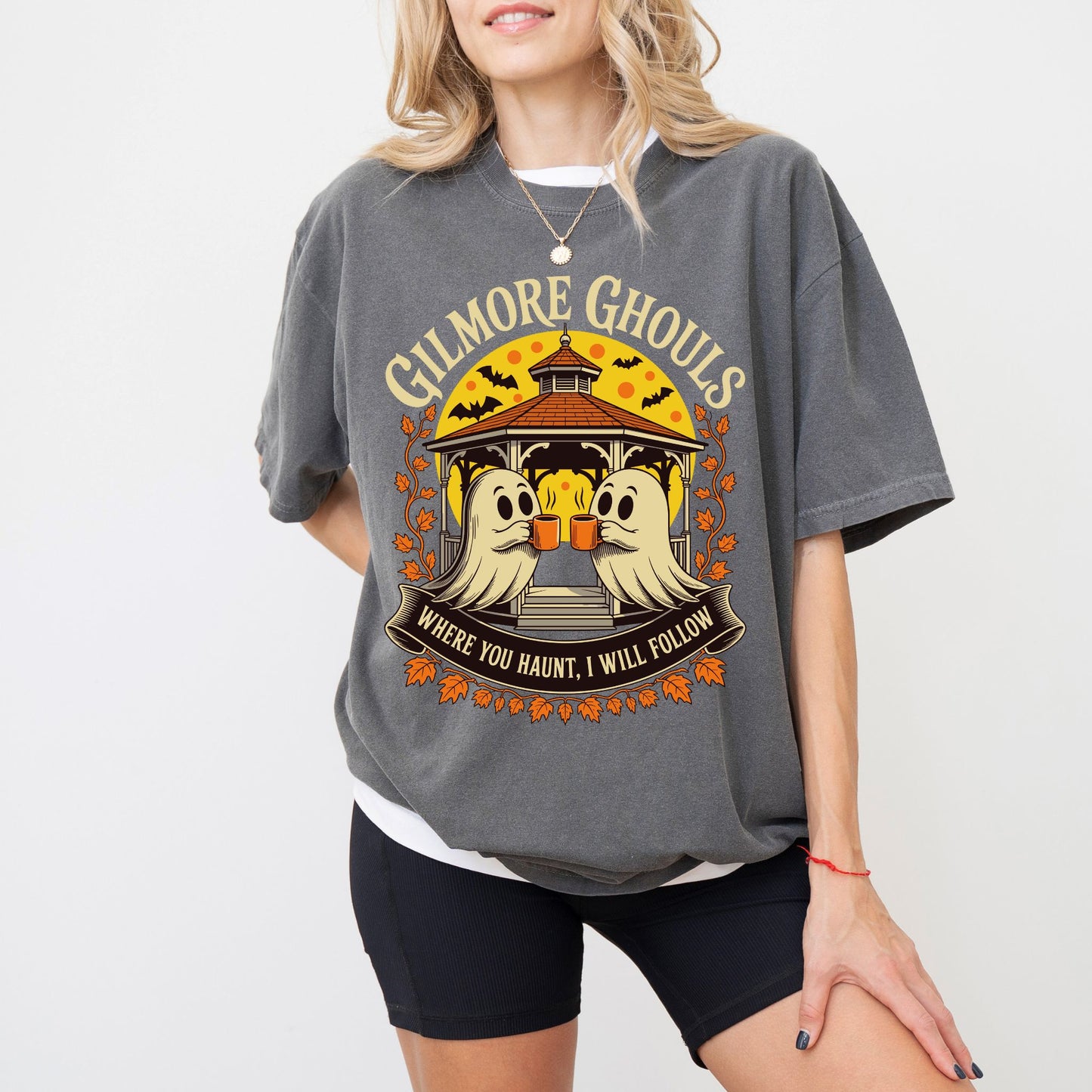 Gilmore Ghouls Ghost Coffee T-Shirt, Comfort Colors® Halloween Tee