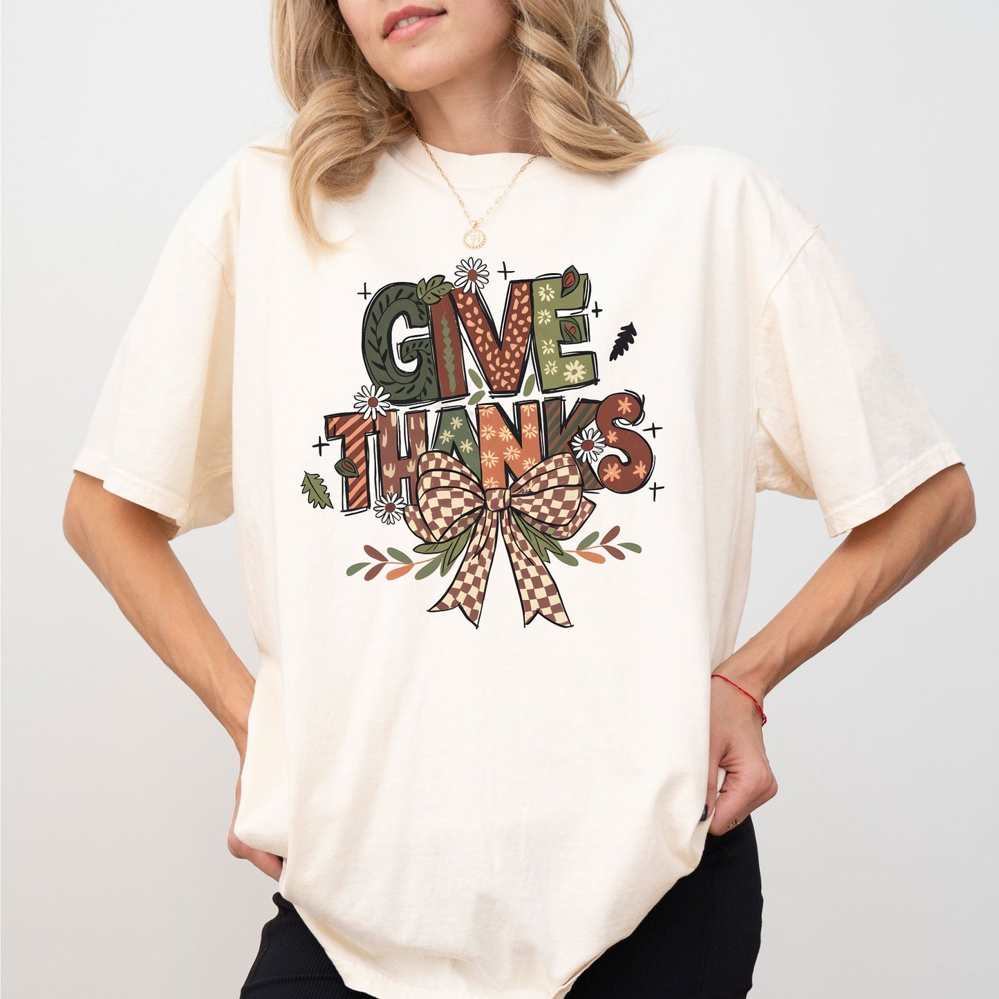 Give Thanks Shirt — Fall Graphic Tee, Retro Thanksgiving T-Shirt