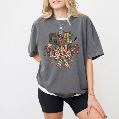 Give Thanks Shirt — Fall Graphic Tee, Retro Thanksgiving T-Shirt