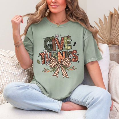 Give Thanks Shirt — Fall Graphic Tee, Retro Thanksgiving T-Shirt