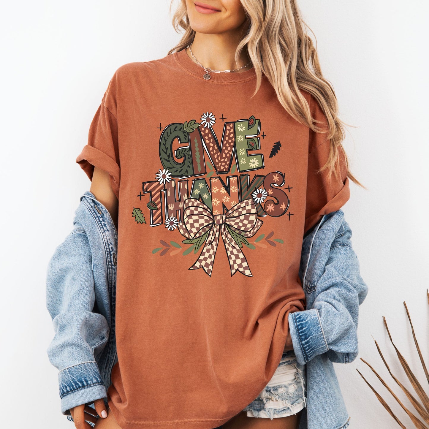 Give Thanks Shirt — Fall Graphic Tee, Retro Thanksgiving T-Shirt