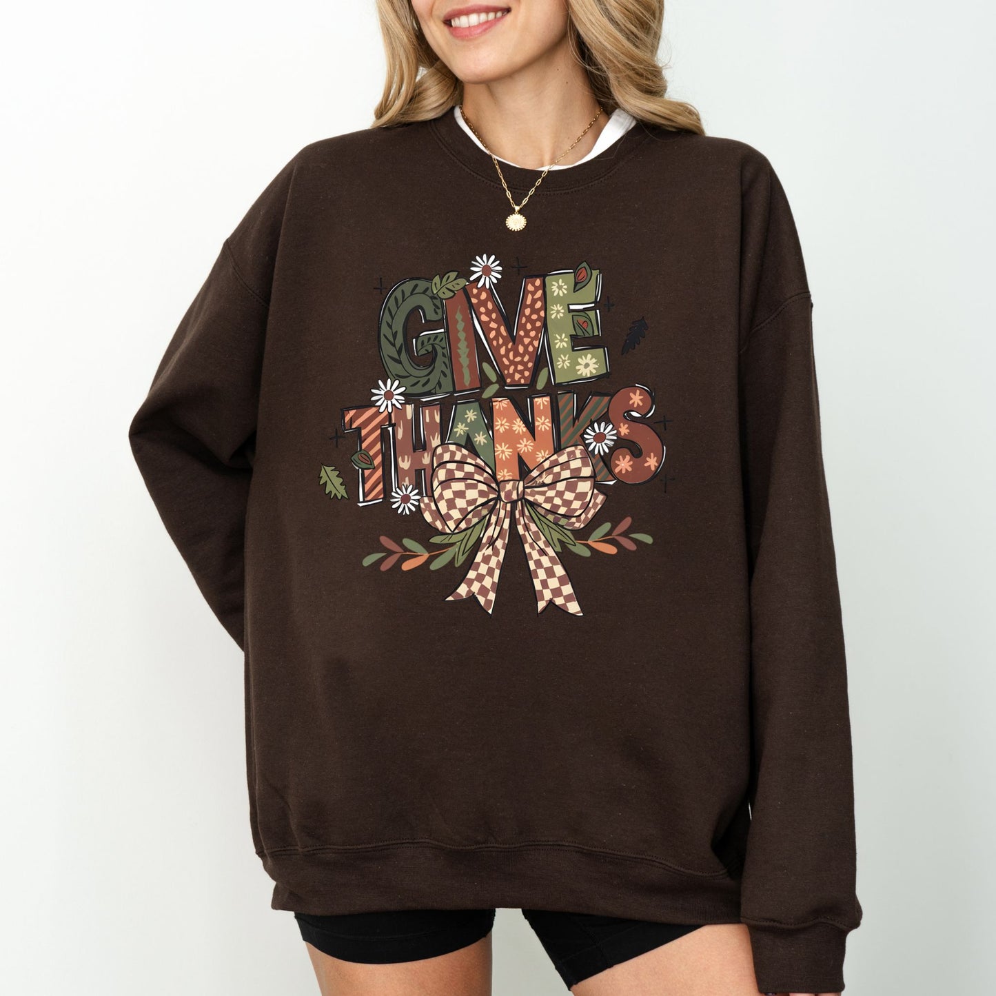 Give Thanks Sweatshirt — Cozy Fall Pullover, Retro Thanksgiving Crewneck