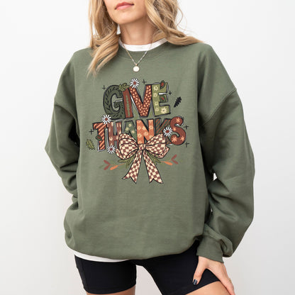 Give Thanks Sweatshirt — Cozy Fall Pullover, Retro Thanksgiving Crewneck