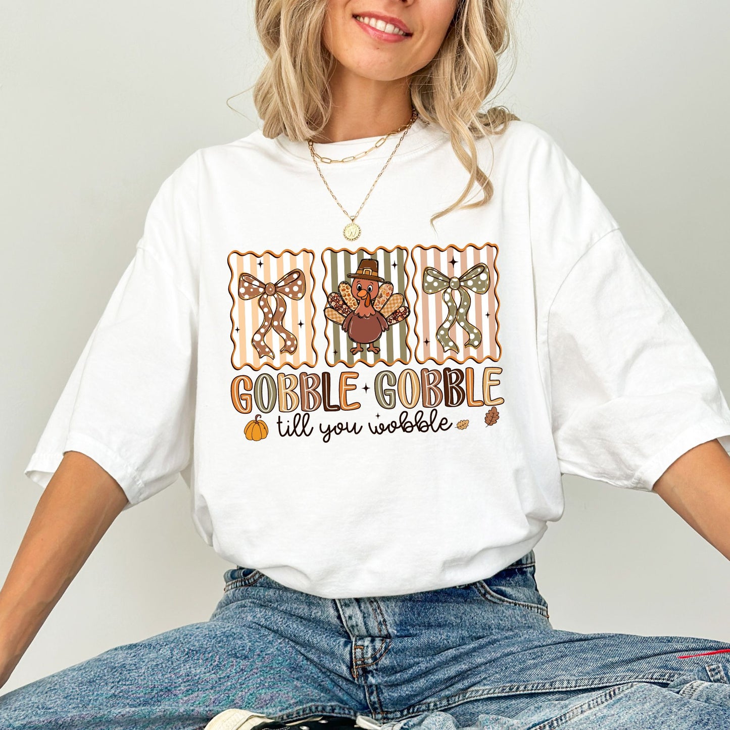 Gobble Gobble Till You Wobble Shirt — Funny Thanksgiving Tee, Fall Graphic T-Shirt