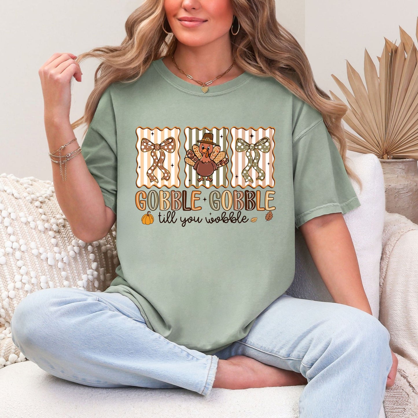 Gobble Gobble Till You Wobble Shirt — Funny Thanksgiving Tee, Fall Graphic T-Shirt