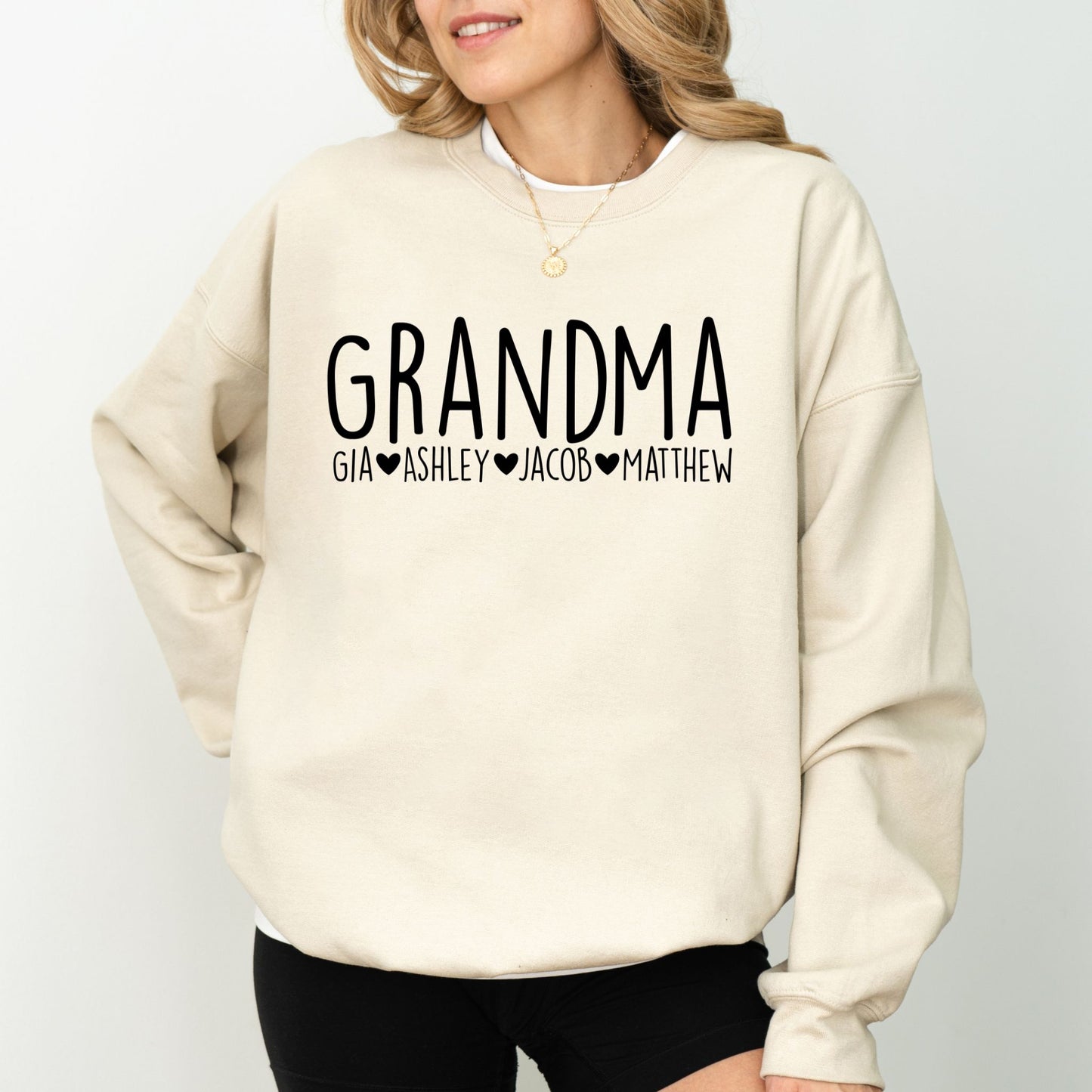 Custom Grandma Sweatshirt – Personalized Grandkids Name Crewneck Gift for Nana or Mimi