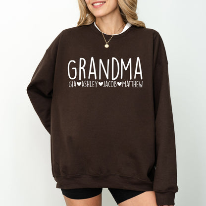 Custom Grandma Sweatshirt – Personalized Grandkids Name Crewneck Gift for Nana or Mimi