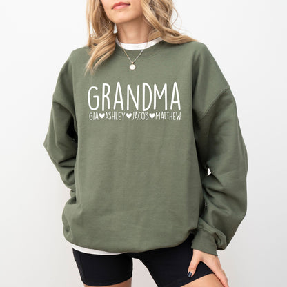 Custom Grandma Sweatshirt – Personalized Grandkids Name Crewneck Gift for Nana or Mimi