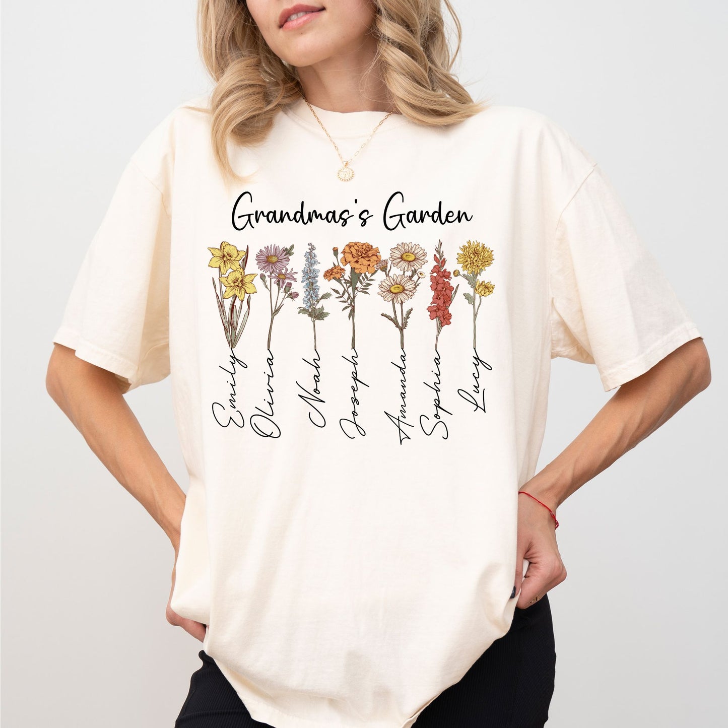 Grandma’s Garden Custom Name Shirt — Personalized Grandkids Flower Tee