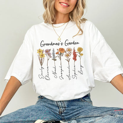 Grandma’s Garden Custom Name Shirt — Personalized Grandkids Flower Tee