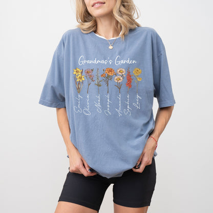 Grandma’s Garden Custom Name Shirt — Personalized Grandkids Flower Tee