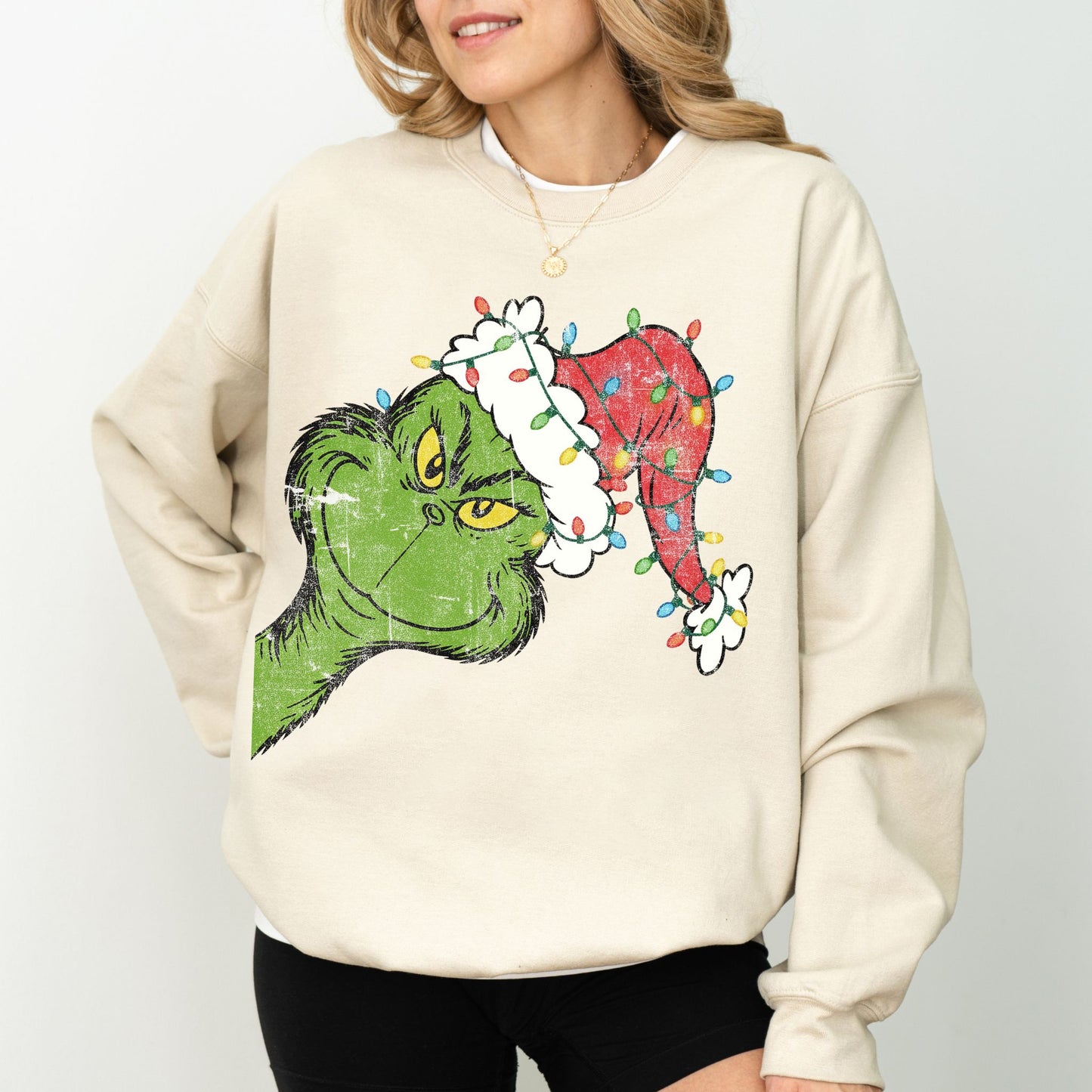 Grinch Santa Hat Christmas Sweatshirt, Merry Grinchmas Crewneck
