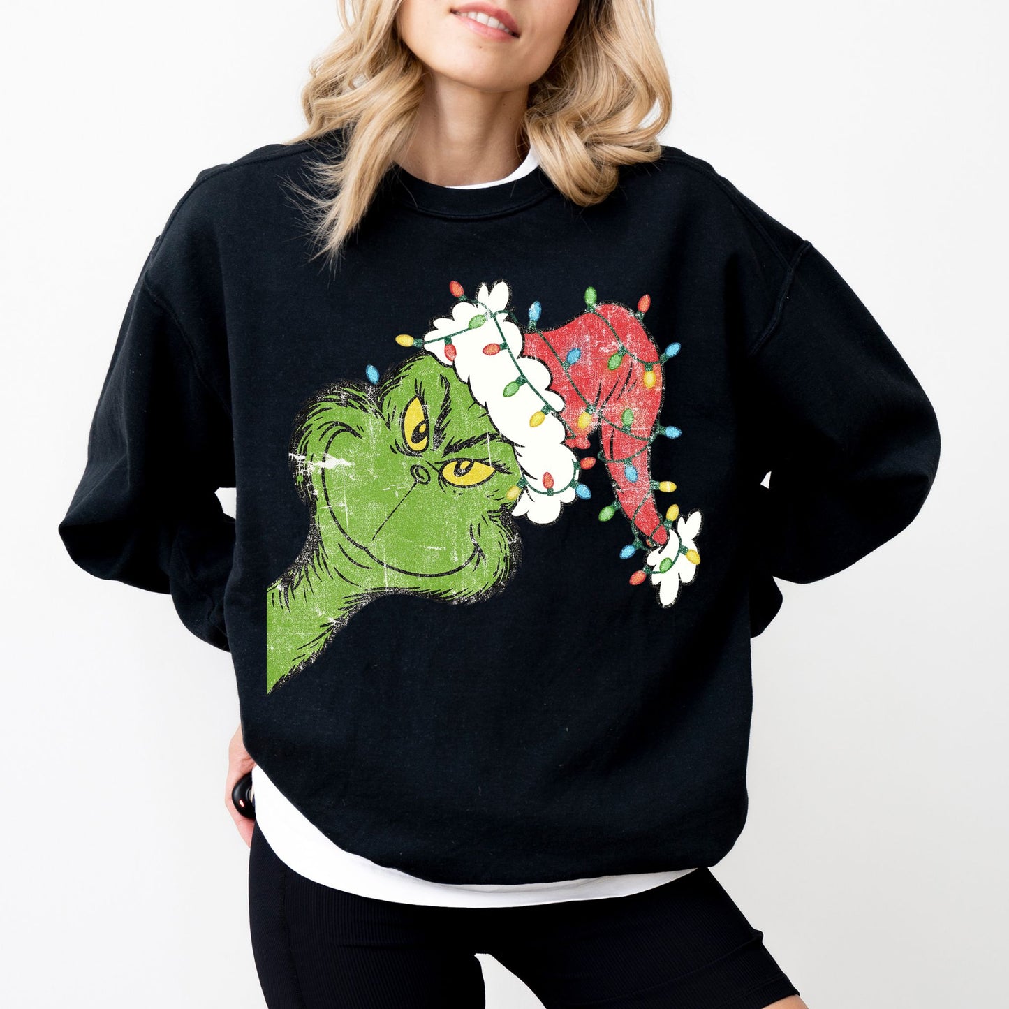 Grinch Santa Hat Christmas Sweatshirt, Merry Grinchmas Crewneck