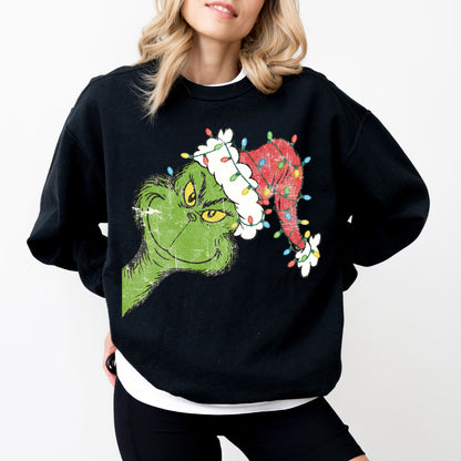 Grinch Santa Hat Christmas Sweatshirt, Merry Grinchmas Crewneck